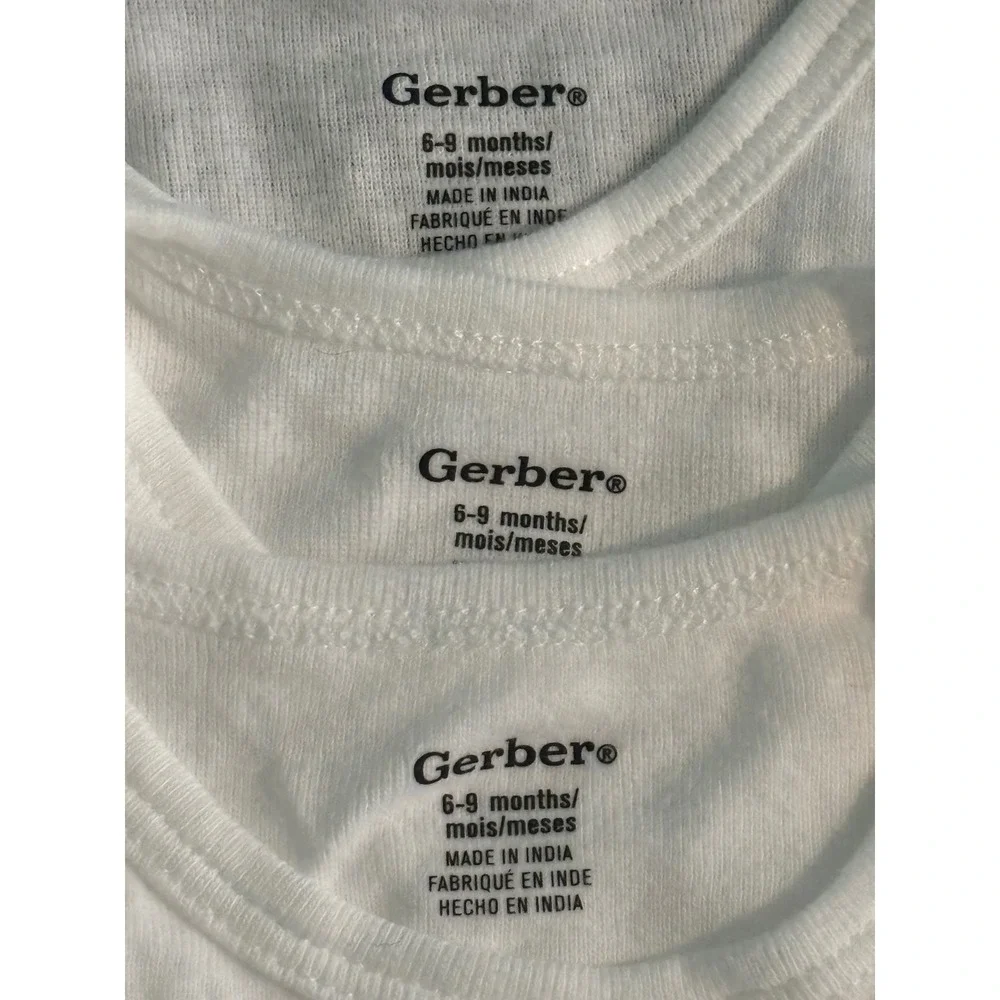 Gerber Onesies Assorted Lot 9 Szs 0-3, 3-6. 6-9 Months Plain White Short Sleeve